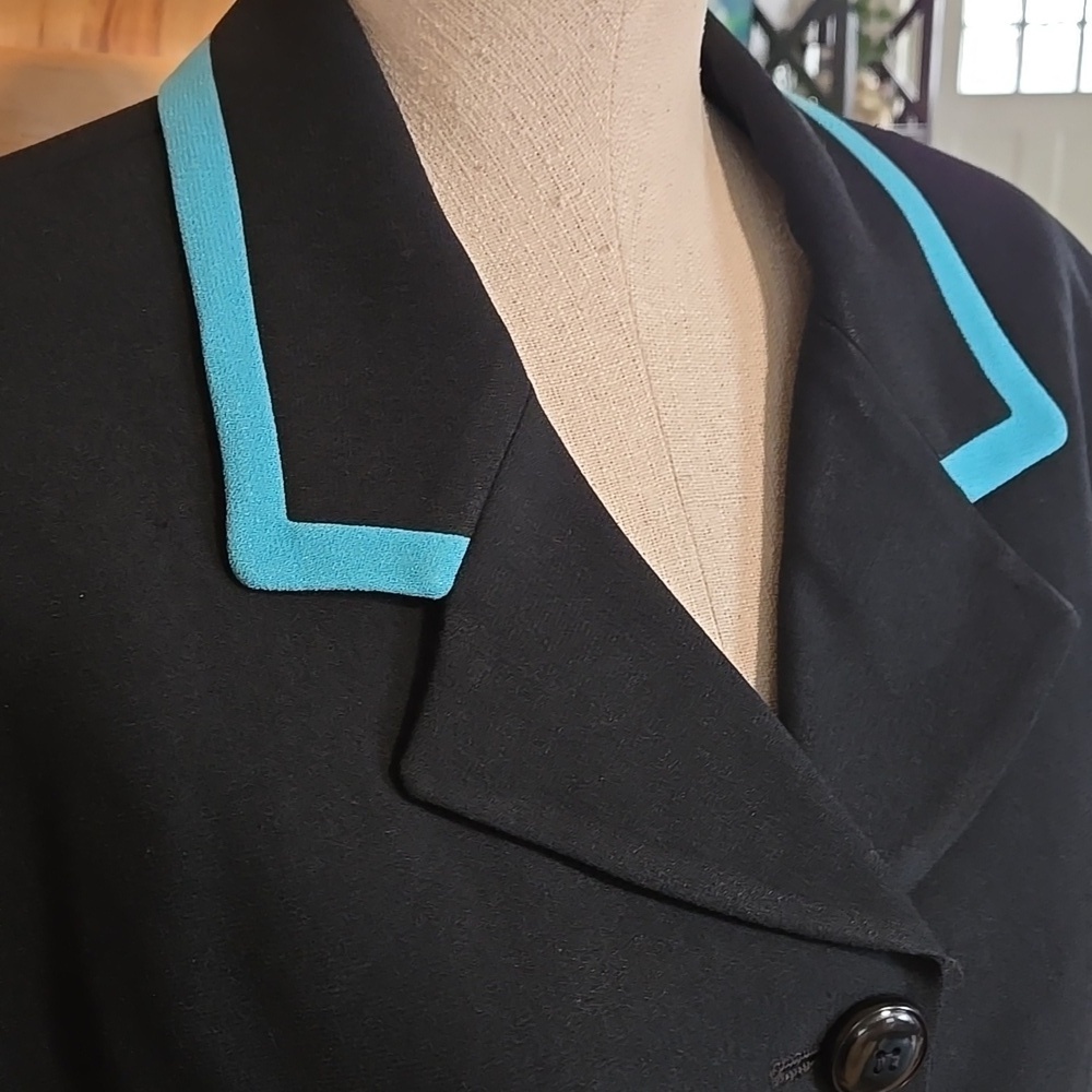 Christian Dior Color Block Blazer Womens Size 14 Black And Teal - Picture 3 of 9